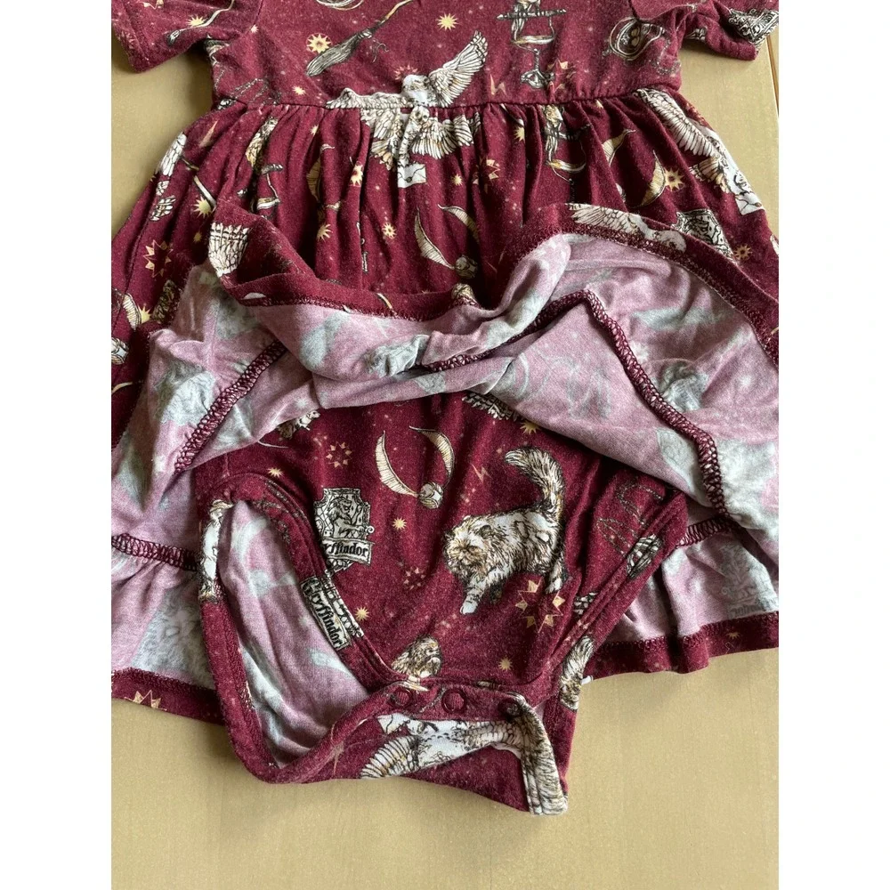 Posh Peanut Harry Potter Gryffindor Hedwig Twirl Dress Burgundy 12-18M